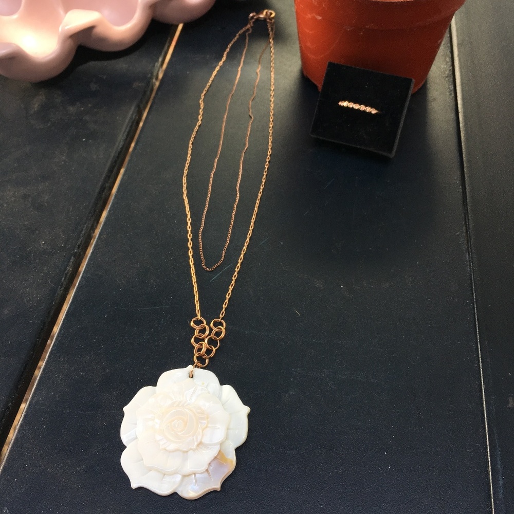 Rose gold layer necklace and ring